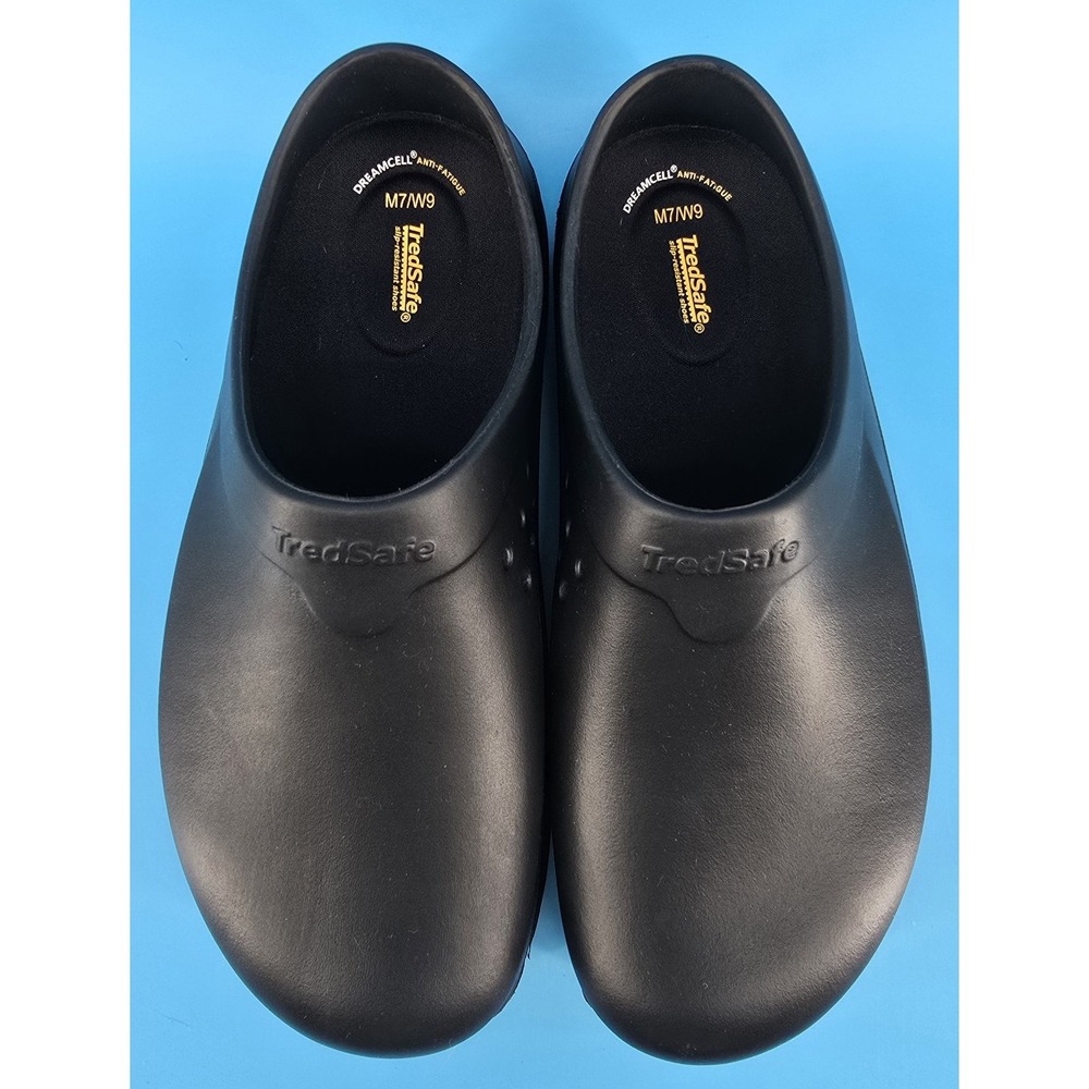 TredSafe Unisex Slip Resistant Clog Sz M7 / W9 Black Rubber Shoes Food Service